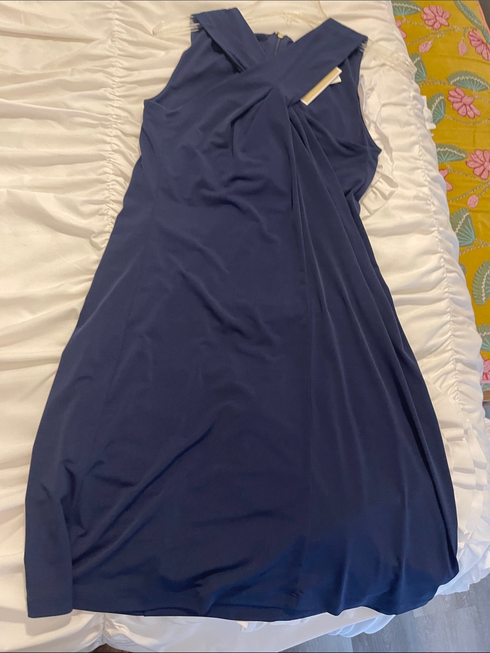Michael By Michael Kors Sleeveless Navy Twist-Front Women's Dress